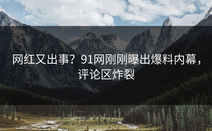 网红又出事？91网刚刚曝出爆料内幕，评论区炸裂