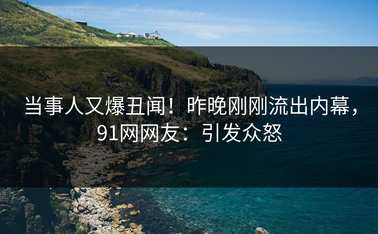 当事人又爆丑闻！昨晚刚刚流出内幕，91网网友：引发众怒