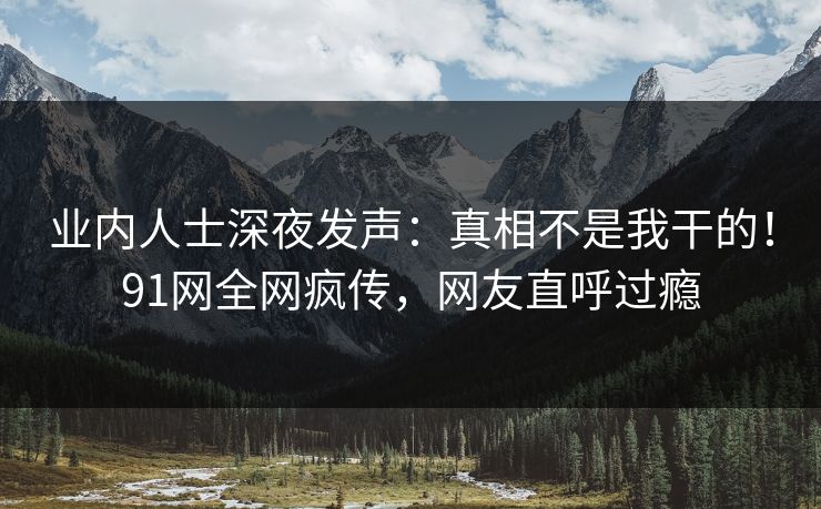 业内人士深夜发声：真相不是我干的！91网全网疯传，网友直呼过瘾