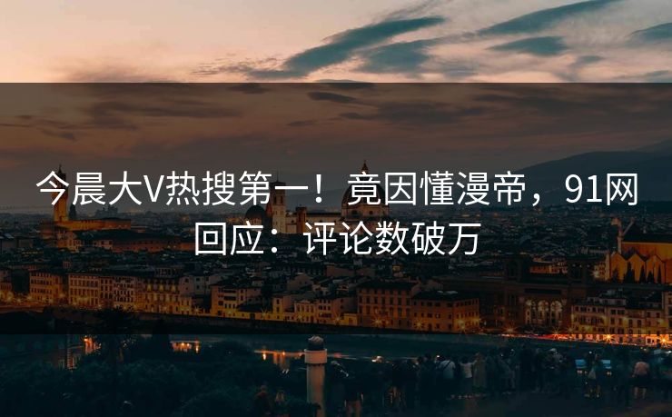 今晨大V热搜第一！竟因懂漫帝，91网回应：评论数破万