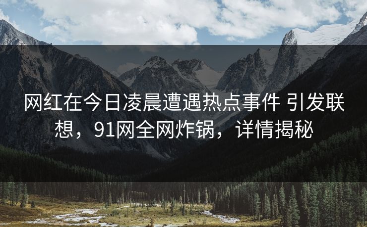 网红在今日凌晨遭遇热点事件 引发联想，91网全网炸锅，详情揭秘