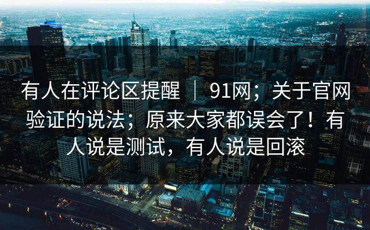 有人在评论区提醒 ｜ 91网；关于官网验证的说法；原来大家都误会了！有人说是测试，有人说是回滚